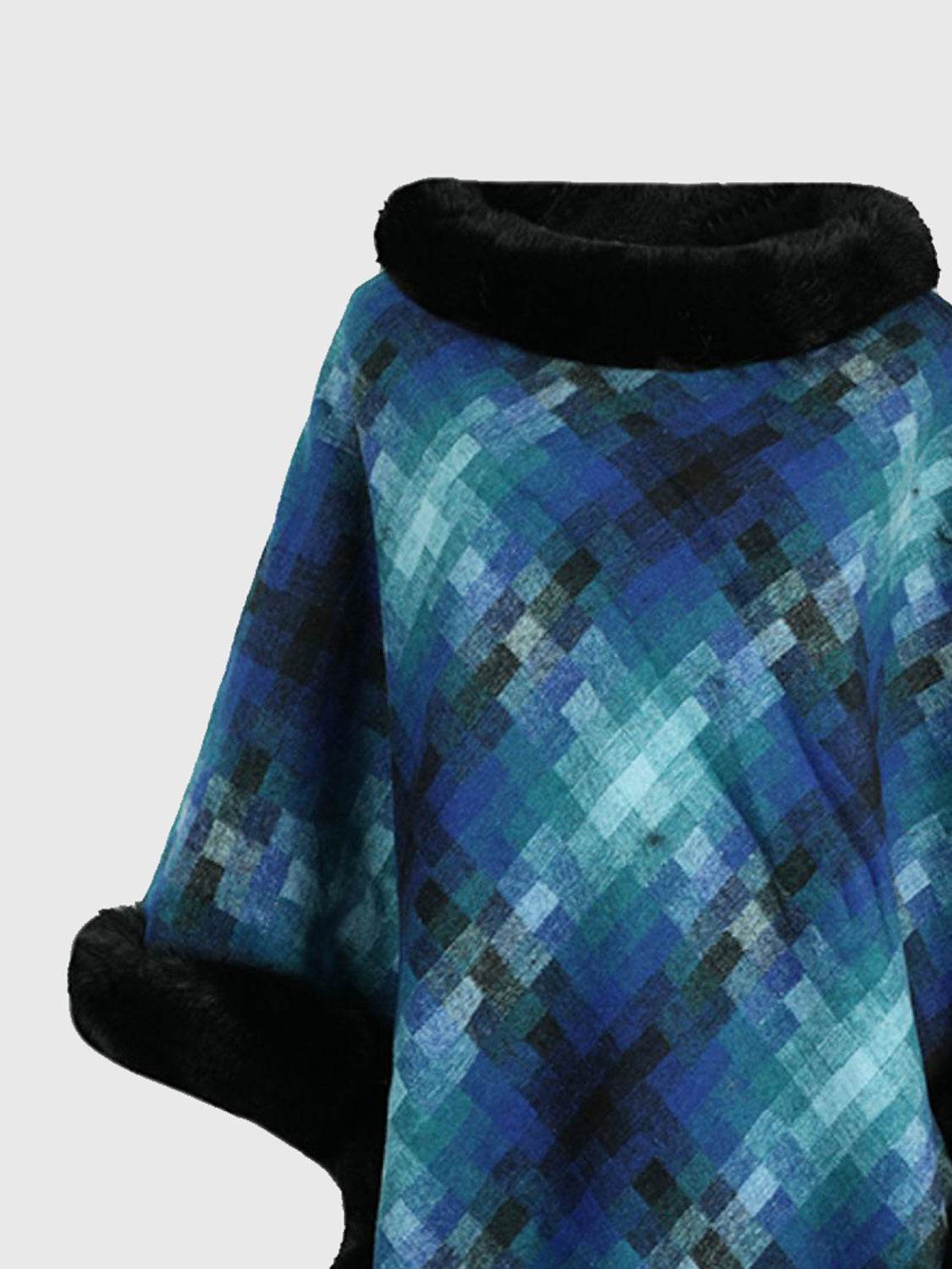 Faux Fur Trim Poncho - Delanoir