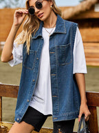 Button Down Denim Vest - Delanoir