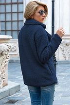 Ivy Lane Full Size Lapel Collar Sherpa Coat - Delanoir