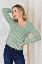 Basic Bae Full Size Ribbed Long Sleeve T-Shirt - Delanoir