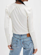 V-Neck Button Up Cropped Cardigan - Delanoir