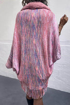 Open Front Fringe Hem Poncho - Delanoir