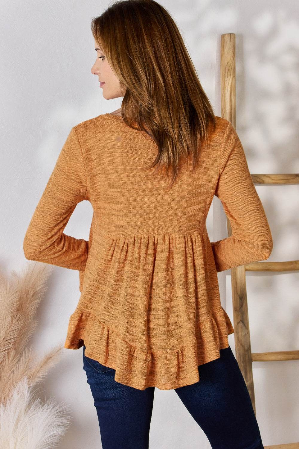 Hailey & Co Full Size V-Neck Flounce Sleeve Blouse - Delanoir