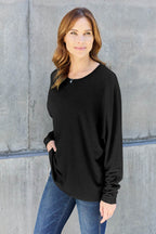 Double Take Full Size Round Neck Long Sleeve T-Shirt - Delanoir