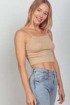 VERY J Cable Knit Seamless Cropped Cami - Delanoir