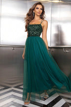 Lace-Up Backless Mesh Dress - Delanoir