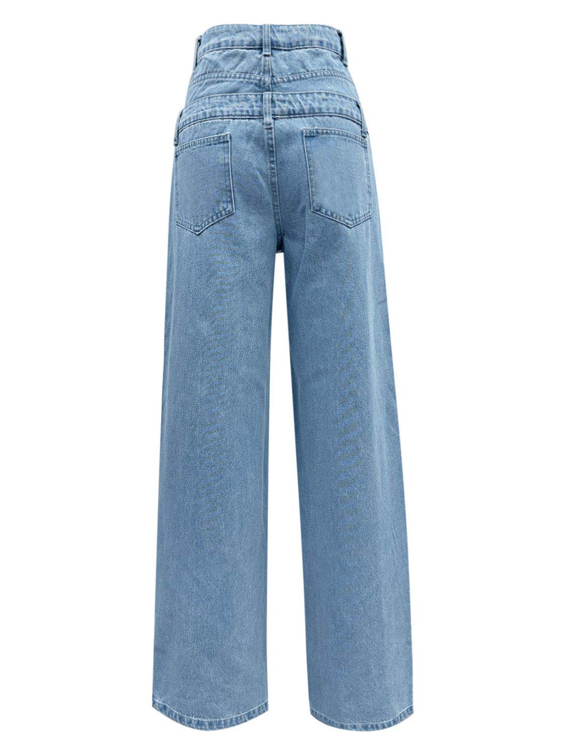 Faux Layered High Waist Jeans - Delanoir