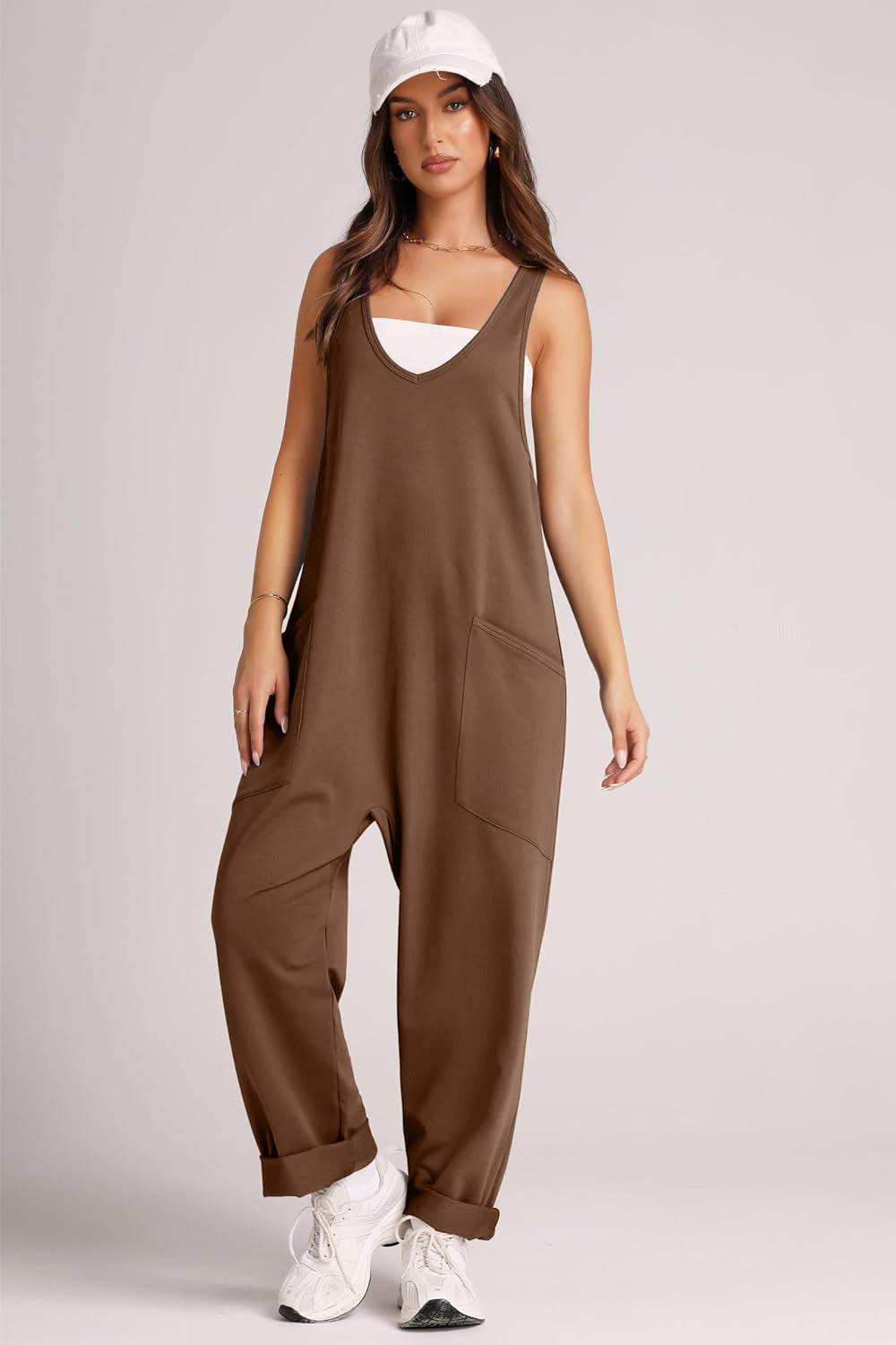 Lovelet Wide Strap Jumpsuit with Pockets - Delanoir