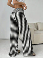 Tied Striped Wide Leg Pants - Delanoir