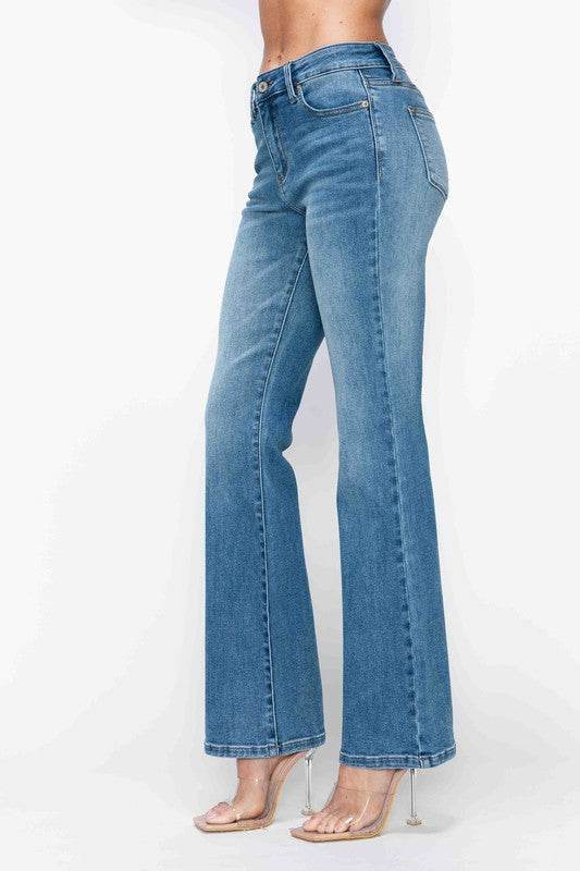 bytos Full Size Cat's Whiskers Mid Rise Bootcut Jeans - Delanoir