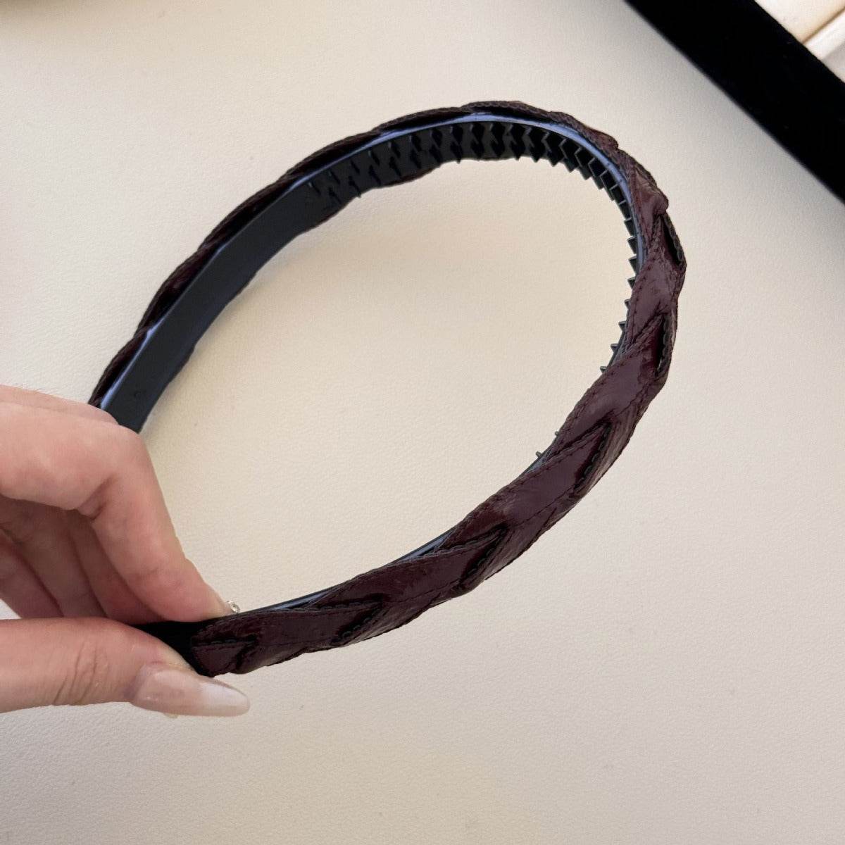 PU Leather Braided Hair Headband - Delanoir