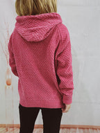 Drawstring Long Sleeve Hooded Sweater - Delanoir