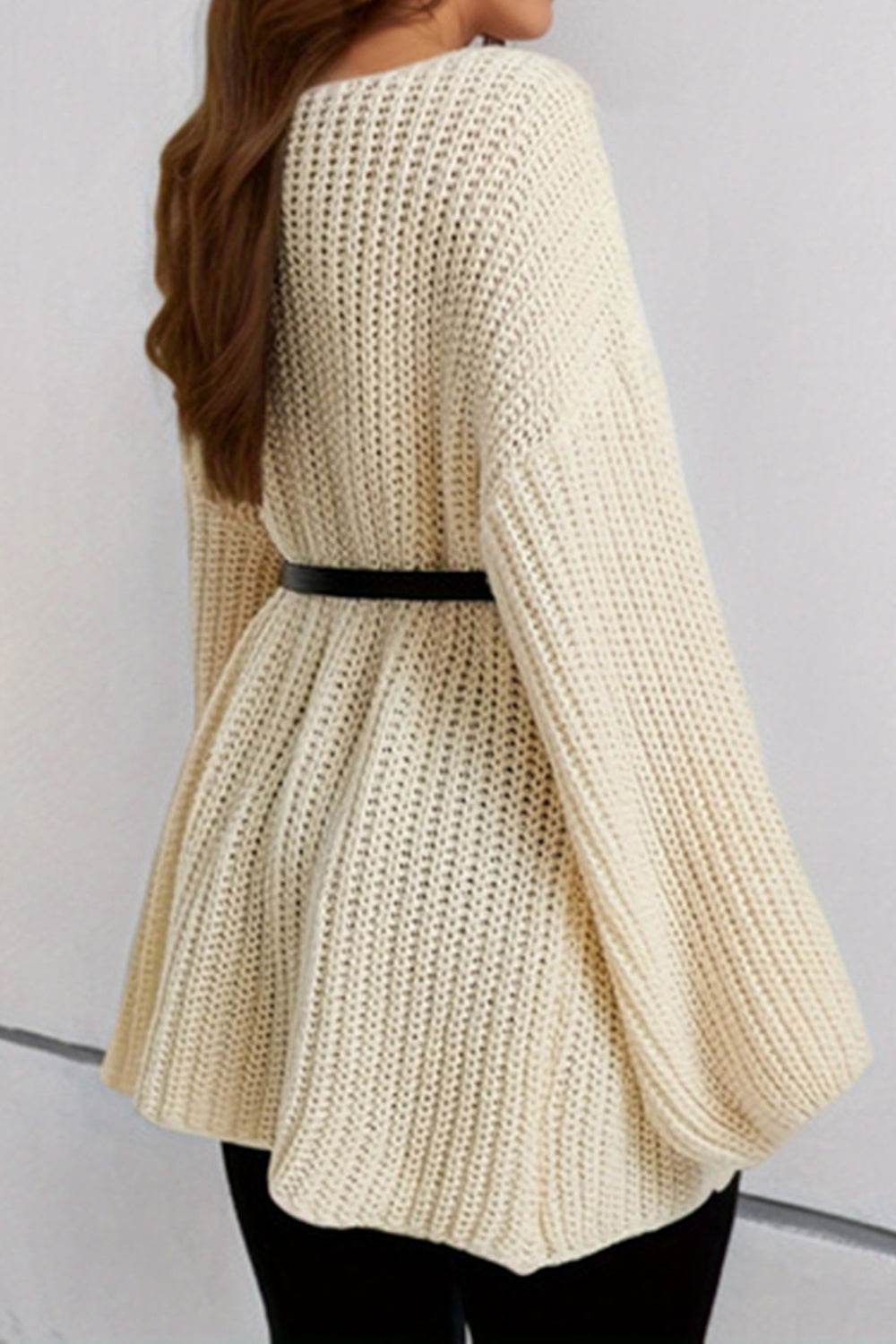 Boat Neck Dropped Shoulder Mini Sweater Dress - Delanoir