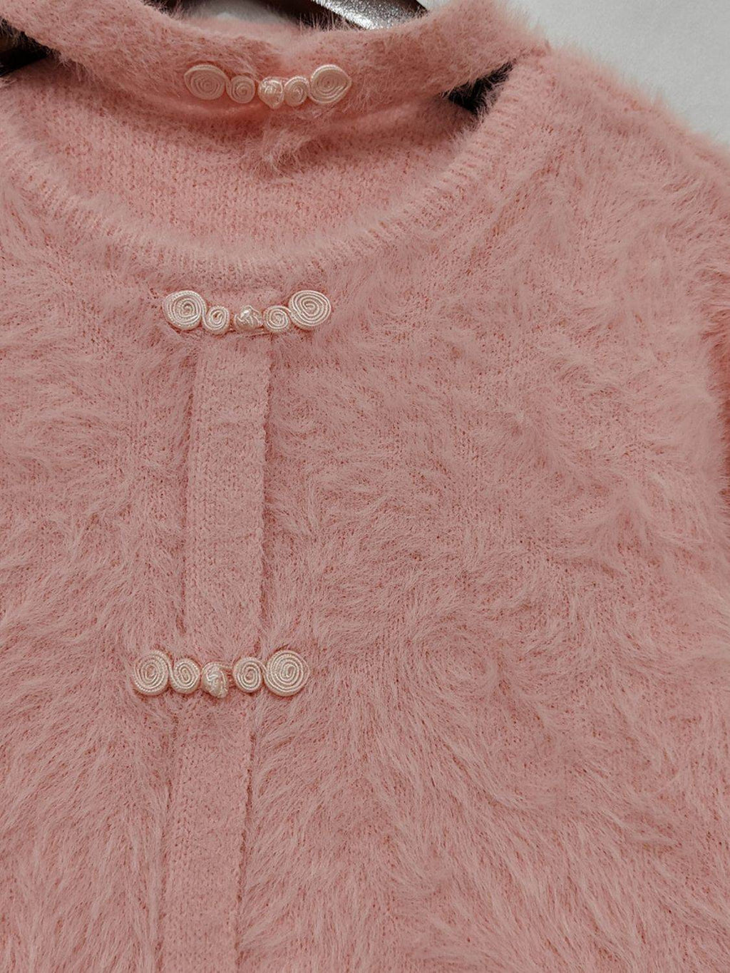 Cutout Knot Button Long Sleeve Cardigan - Delanoir