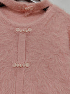 Cutout Knot Button Long Sleeve Cardigan - Delanoir