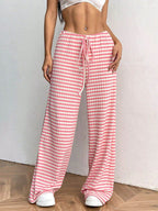 Tied Striped Wide Leg Pants - Delanoir