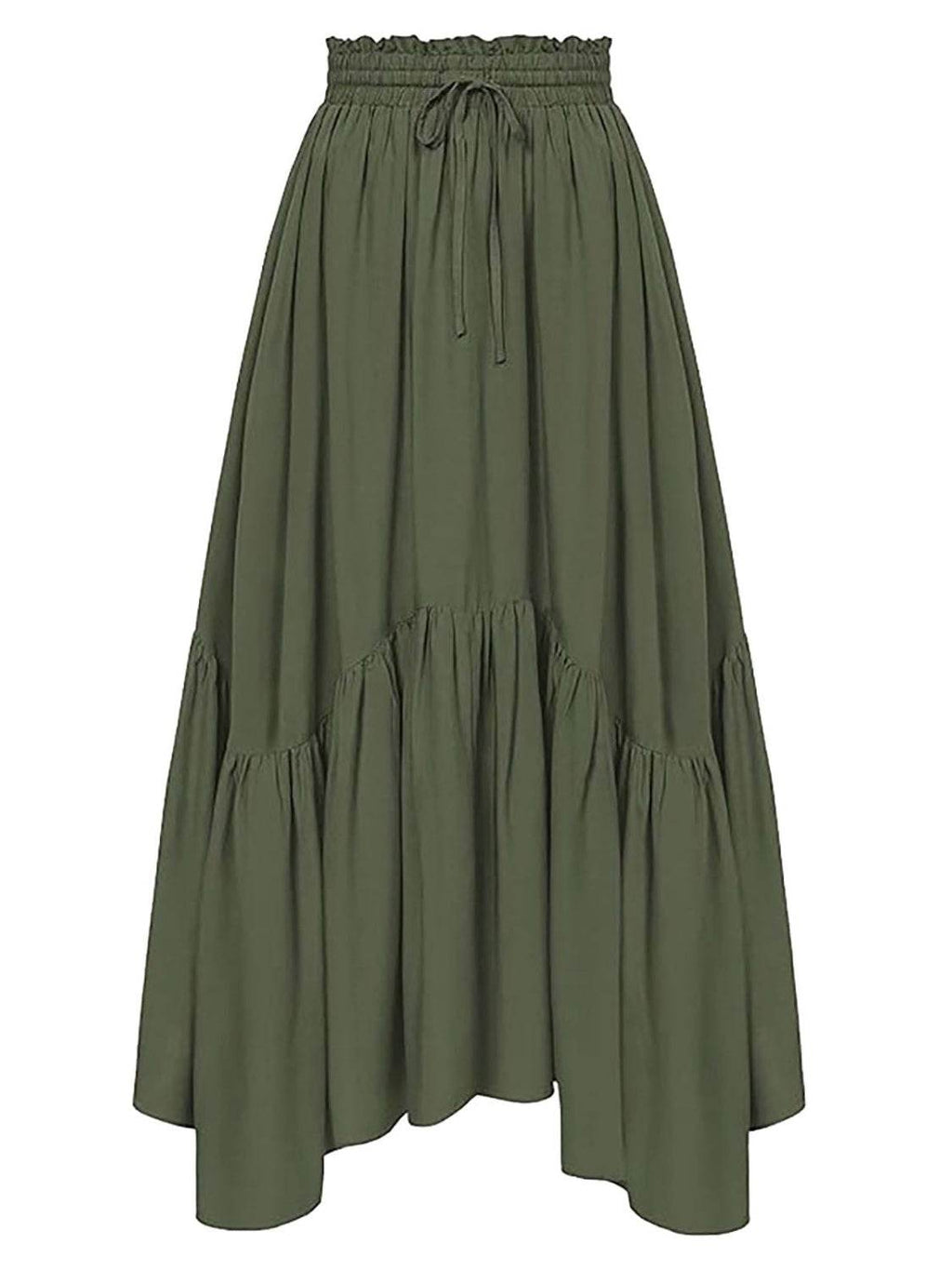 Smocked Waist Band Ruched Layered Skirt - Delanoir