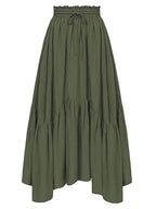 Smocked Waist Band Ruched Layered Skirt - Delanoir