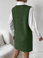 V-Neck Sleeveless Sweater Dress with Pockets - Delanoir
