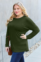 Basic Bae Full Size Round Neck Dropped Shoulder T-Shirt - Delanoir