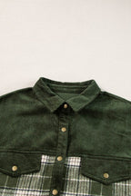 Snap Down Collared Neck Plaid Shacket - Delanoir