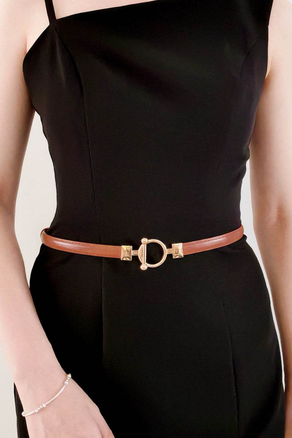 Toggle Buckle Skinny PU Belt - Delanoir