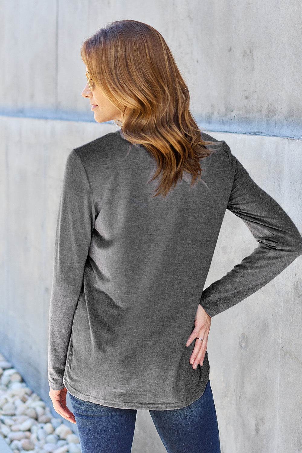 Basic Bae Full Size Round Neck Long Sleeve Top - Delanoir