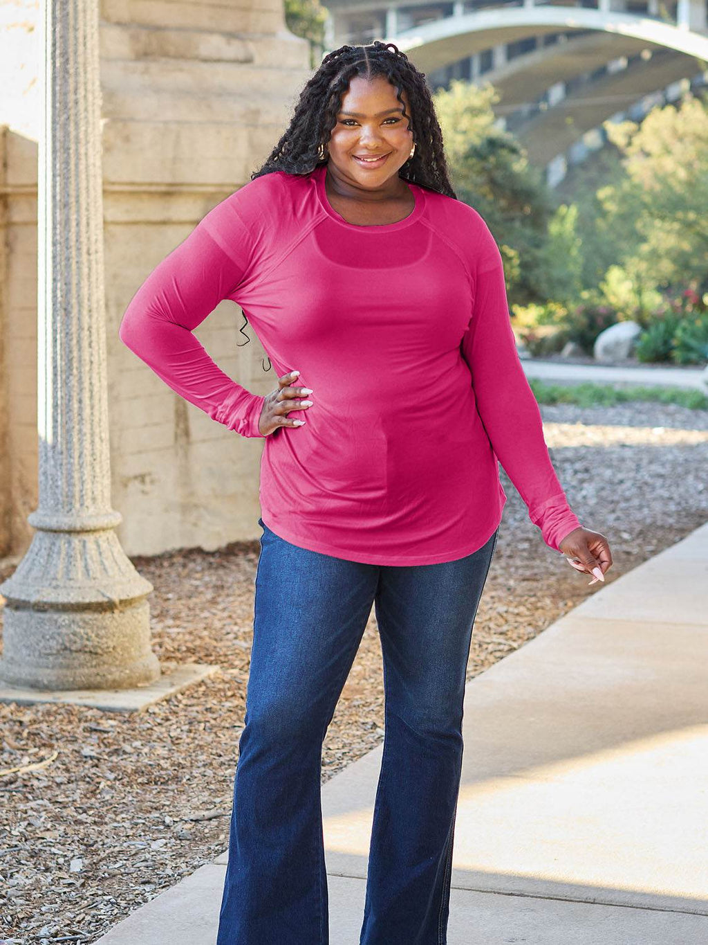 Basic Bae Full Size Round Neck Long Sleeve T-Shirt - Delanoir