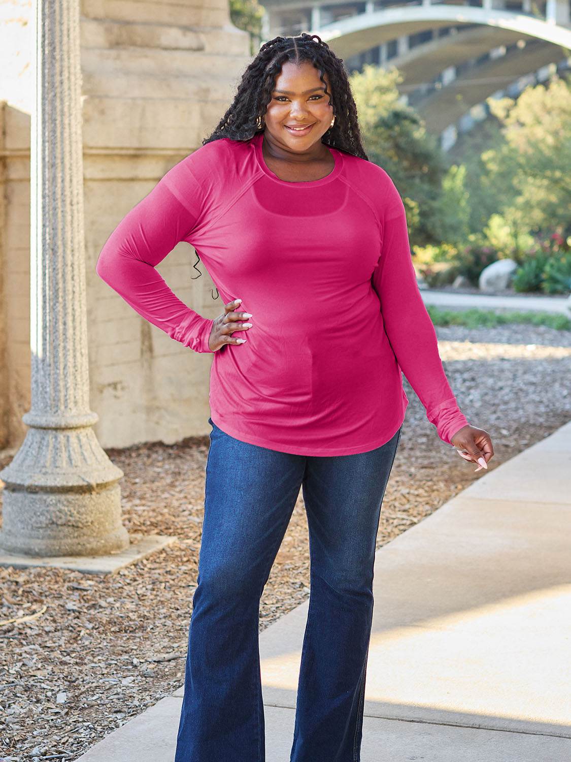 Basic Bae Full Size Round Neck Long Sleeve T-Shirt - Delanoir