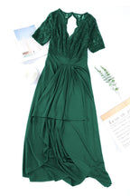 Lace Cutout V-Neck Short Sleeve Dress - Delanoir
