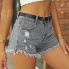 Raw Hem Distressed Denim Shorts - Delanoir