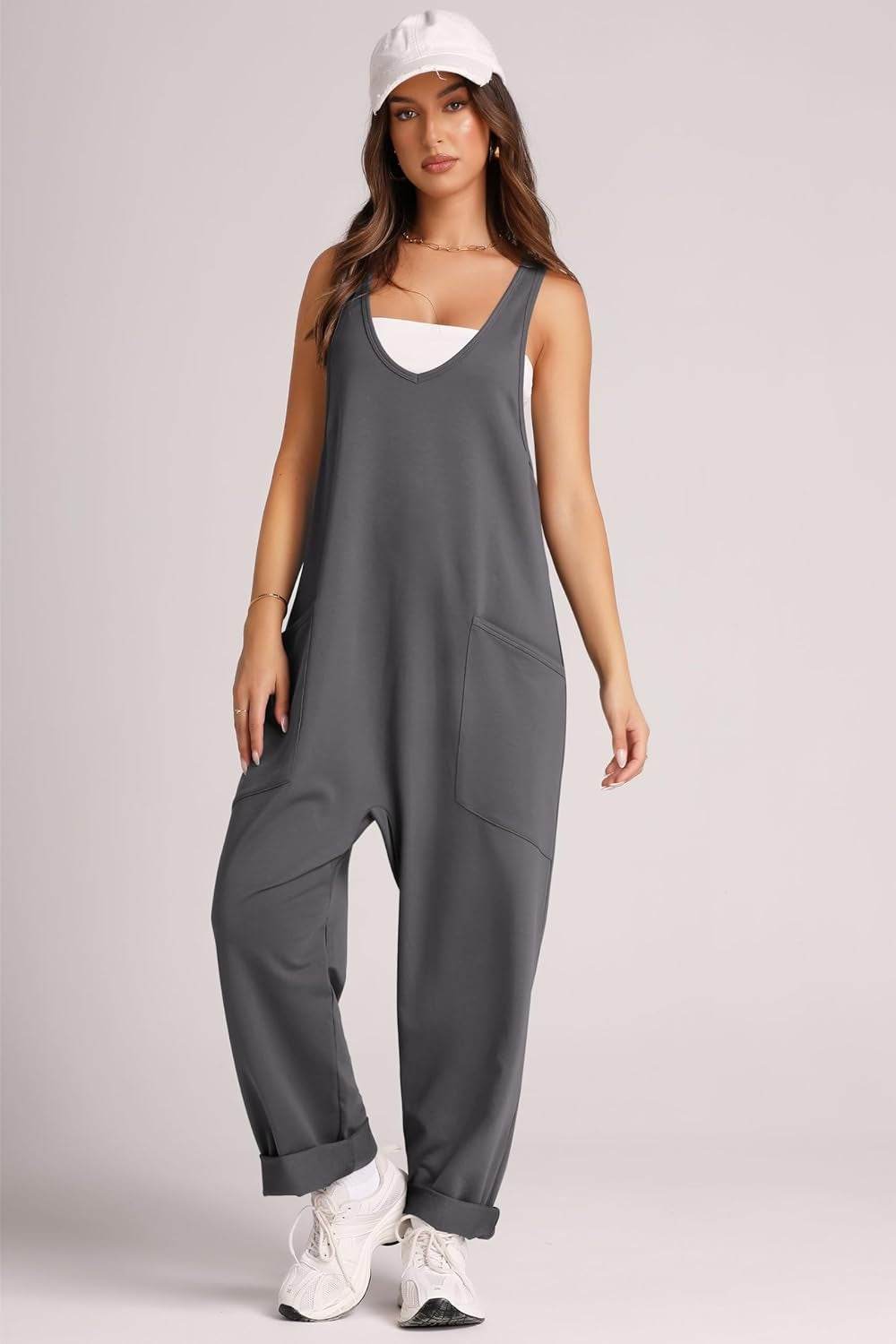 Lovelet Wide Strap Jumpsuit with Pockets - Delanoir