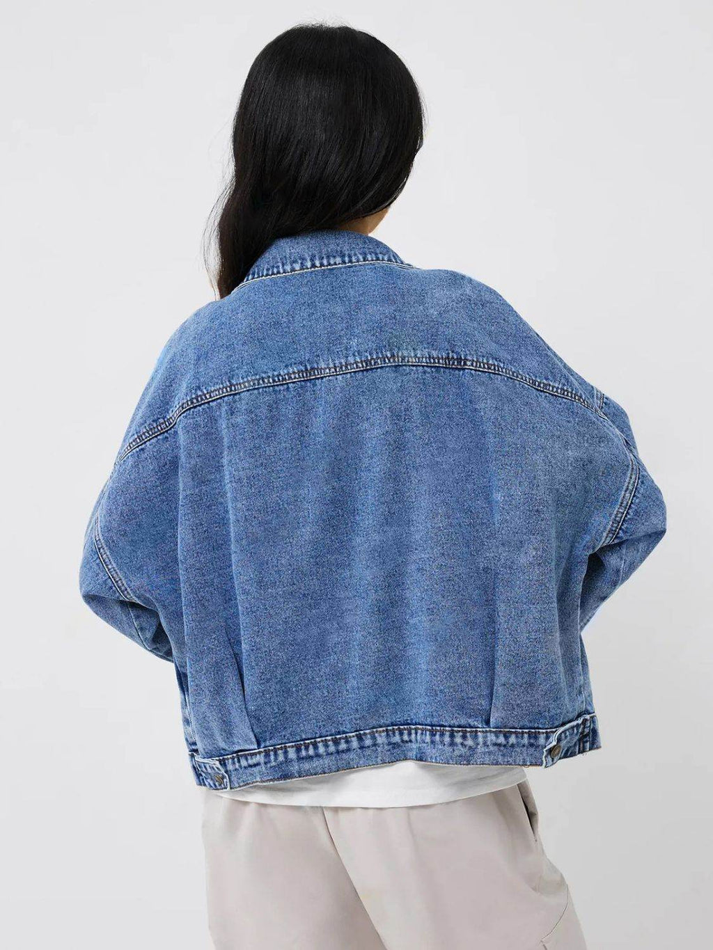 Pocketed Button Up Long Sleeve Denim Top - Delanoir