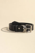 PU Leather Alloy Chain Belt - Delanoir