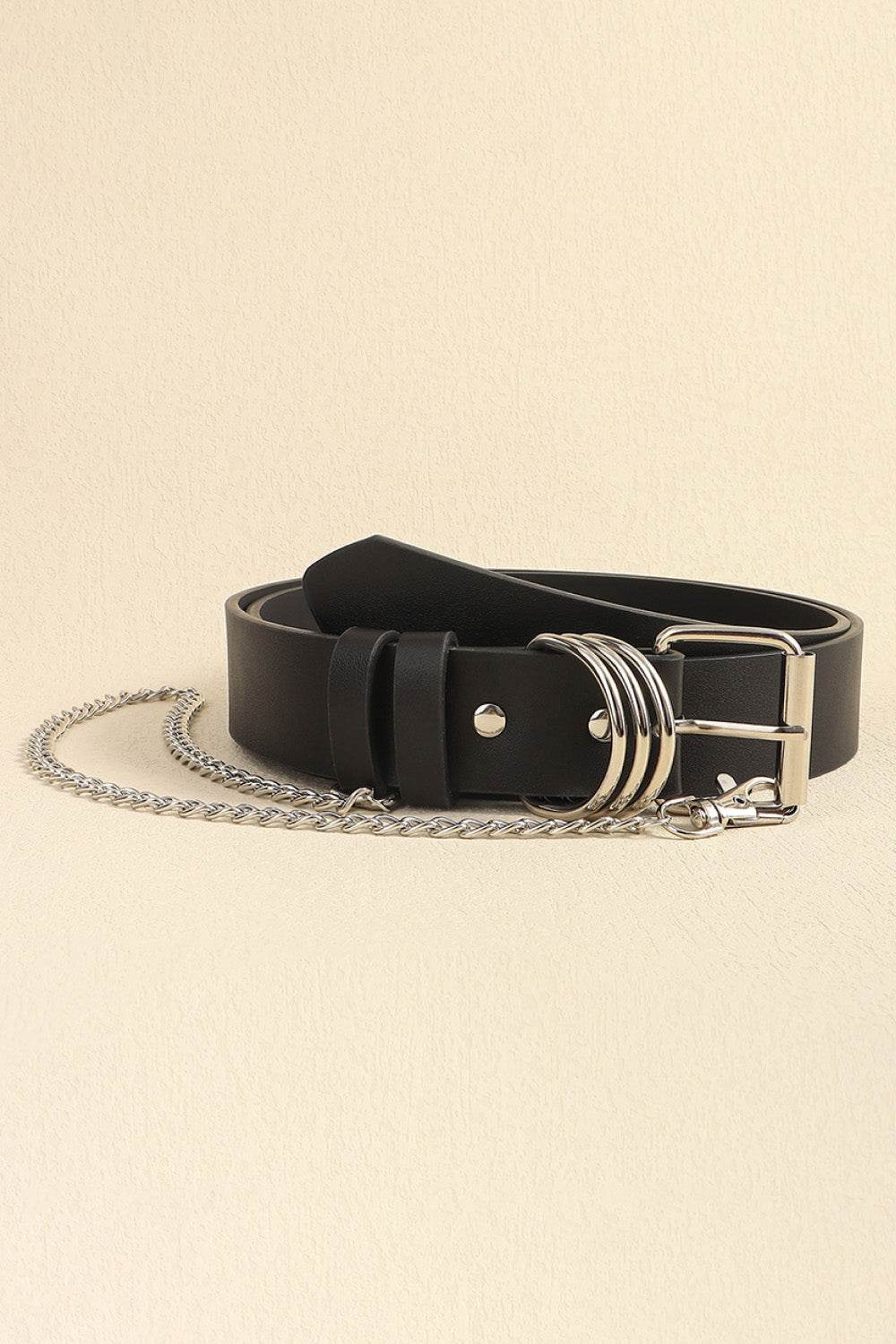 PU Leather Alloy Chain Belt - Delanoir