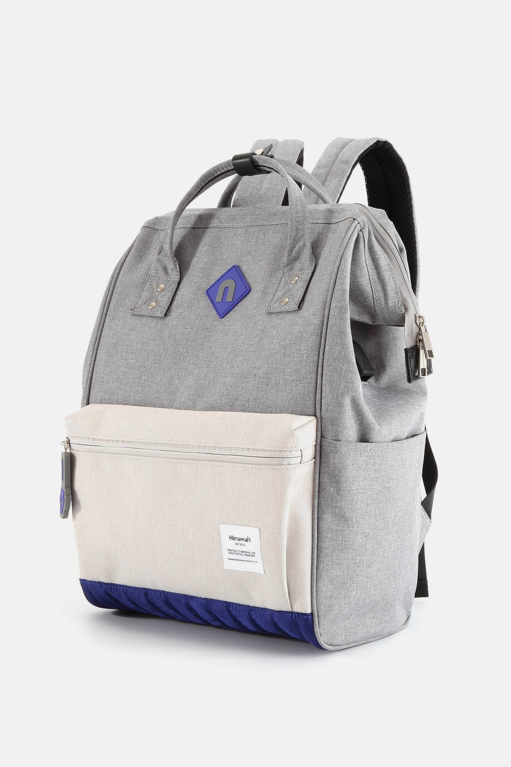 Himawari Contrast Waterproof Backpack Bag with External USB Port - Delanoir