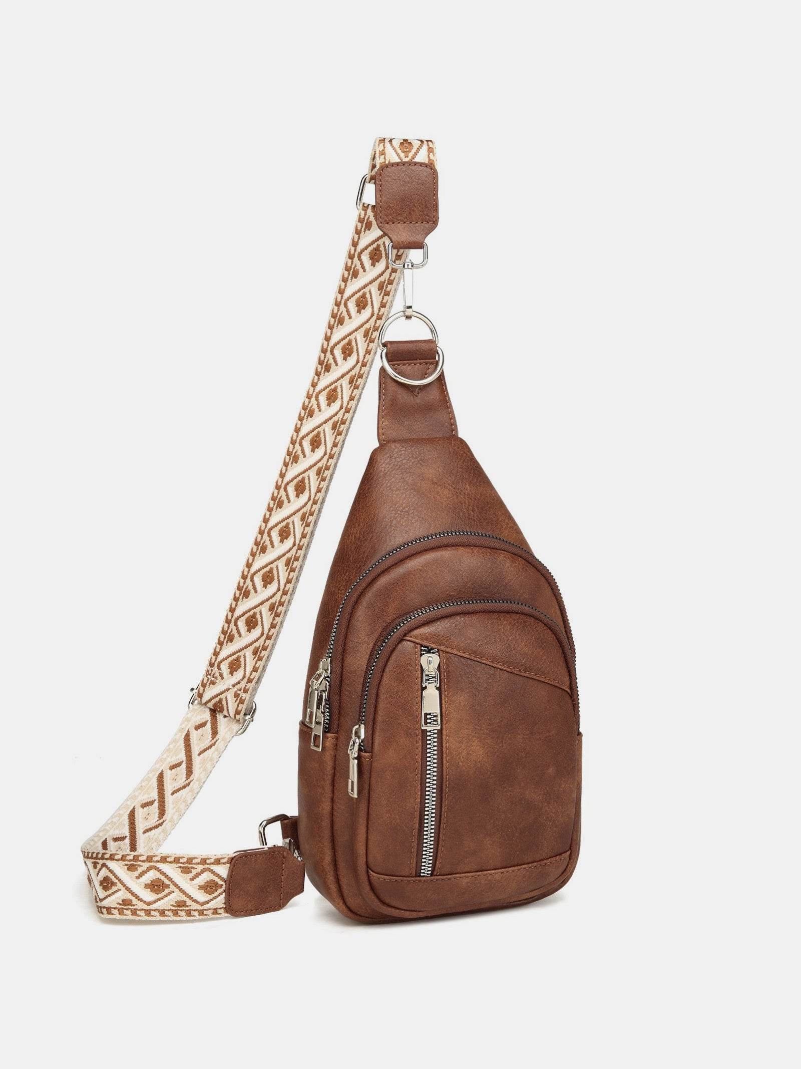 PU Leather Crossbody Bag with Two Detachable Strap - Delanoir