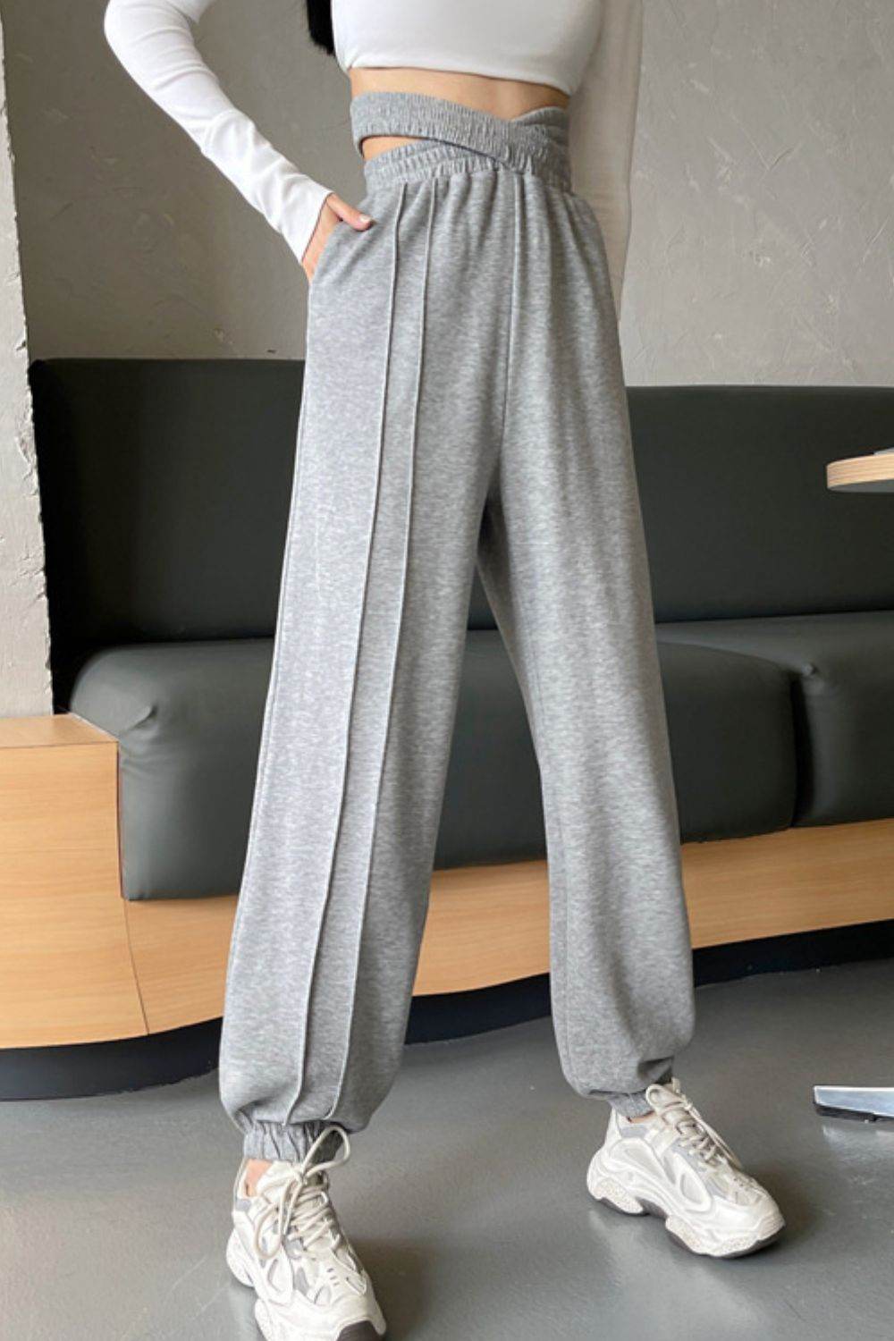 Crisscross Long Sweatpants - Delanoir