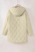 Snap Down Long Sleeve Quilted Winter Coat - Delanoir