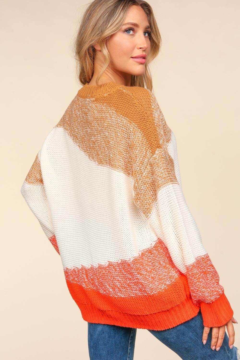 Haptics Color Block Long Sleeve Sweater - Delanoir