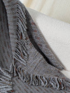 Fringe Open Front Half Sleeve Poncho - Delanoir