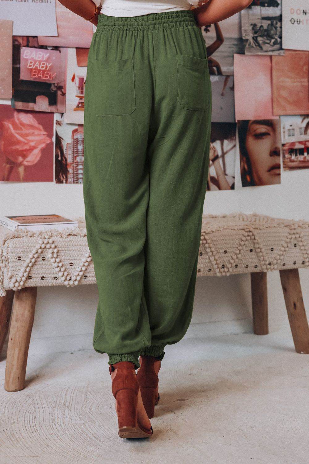 Tied Long Joggers with Pockets - Delanoir