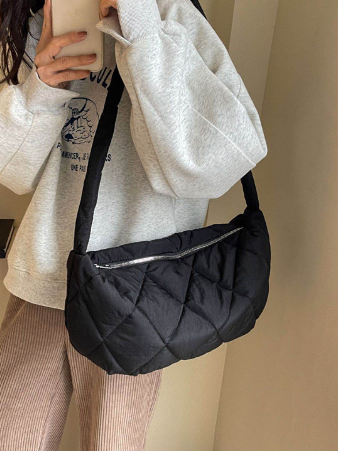 Quilted Polyester Crossbody Bag - Delanoir