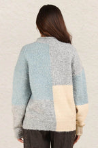 VERY J Color Block Mock Neck Drop Shoulder Sweater - Delanoir