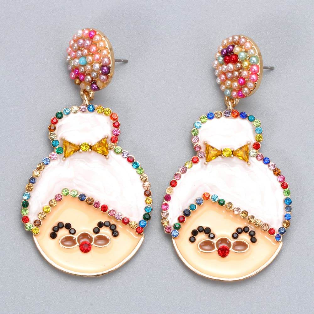Rhinestone Alloy Mrs. Claus Earrings - Delanoir