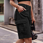 Denim Cargo Shorts with Pockets - Delanoir