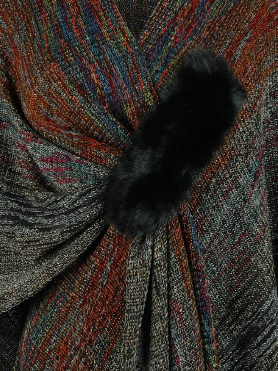 Heathered Fringe Hem Poncho - Delanoir