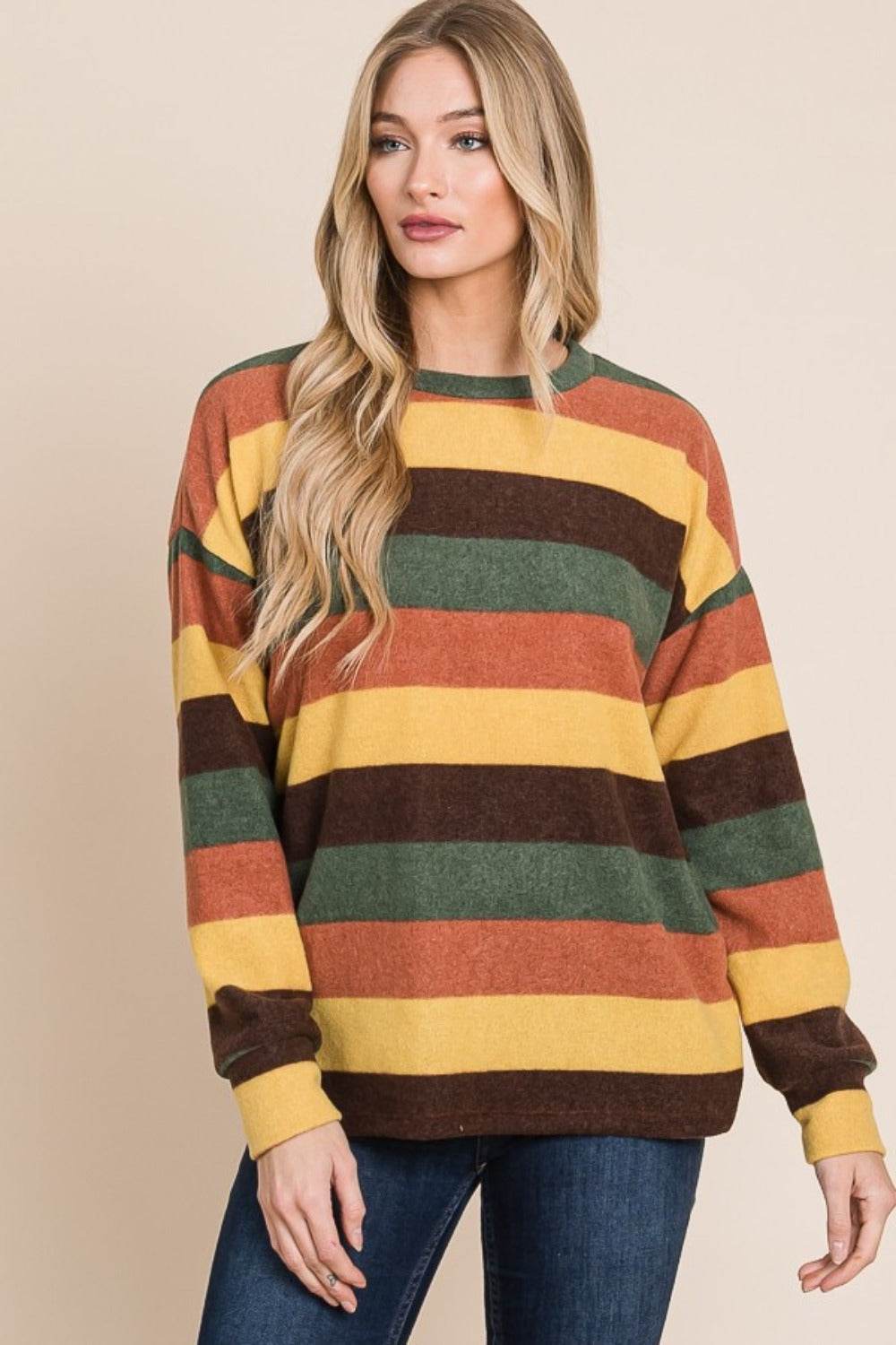 BOMBOM Multi-Color Striped Knit Top - Delanoir