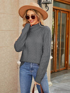 Cable-Knit Mock Neck Sweater - Delanoir