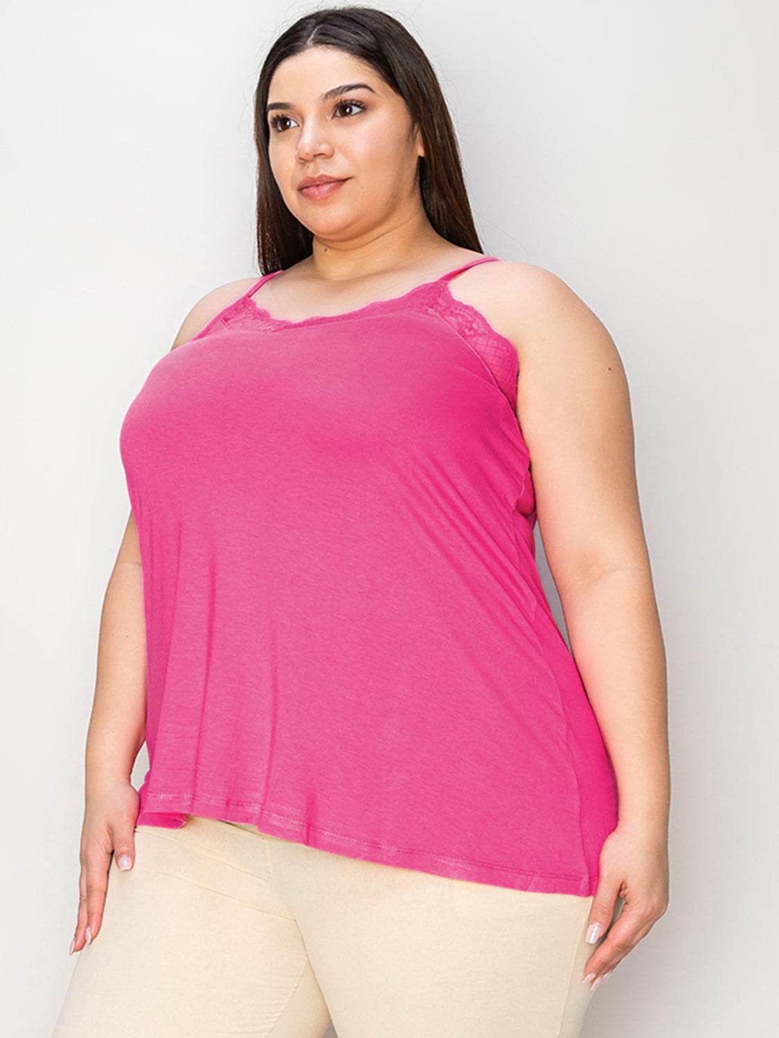 Basic Bae Full Size Lace Trim V-Neck Cami - Delanoir